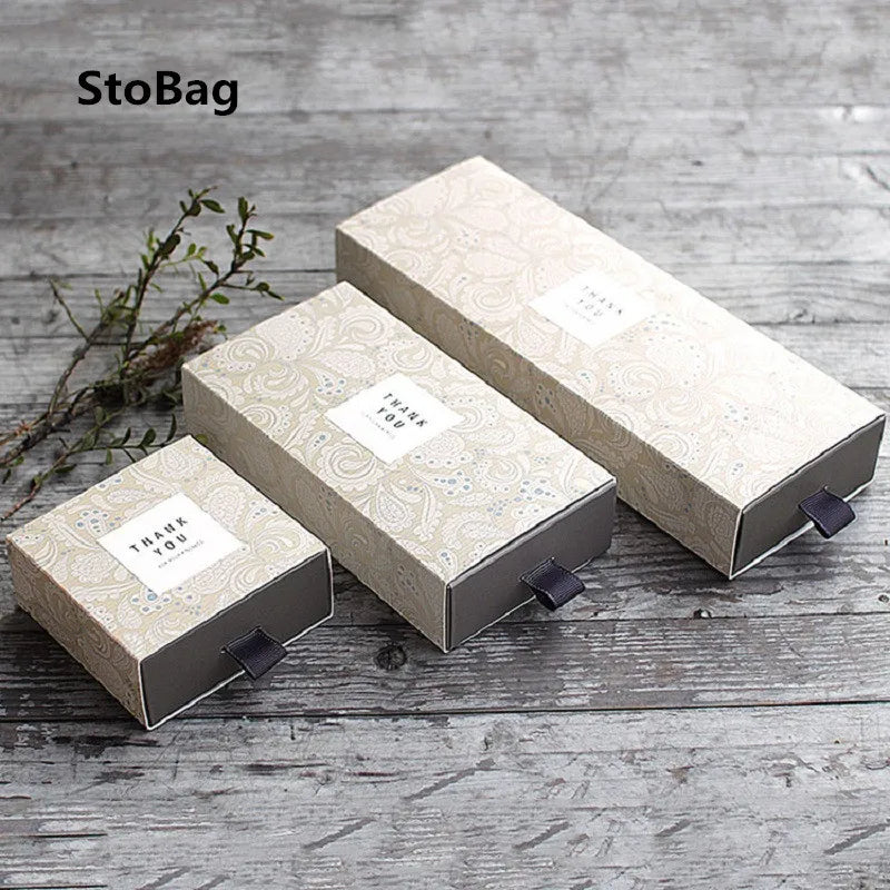 StoBag 10pcs Green/Yellow Folding Pulling Tea Biscuits Chocolate Packaging Boxes Party Birthday Wedding Favor Handmade Soap Box