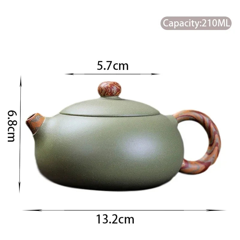 210ml Chinese Yixing Purple Clay Teapots Master Handmade Xishi Tea Pot Raw Ore Bean Green Sand Kettle Zisha Tea Set Gifts