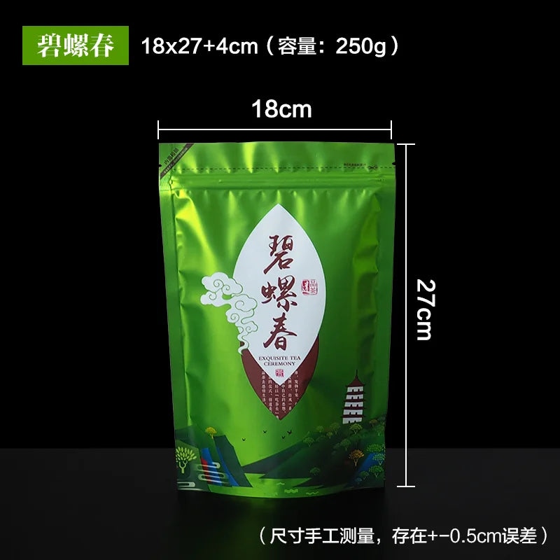 Window Self Sealing Stand Up Bag Longjing Tea Set Zipper Bags Green Chinese Tea Recyclable Sealing No Gift Packaging S,M.L Size