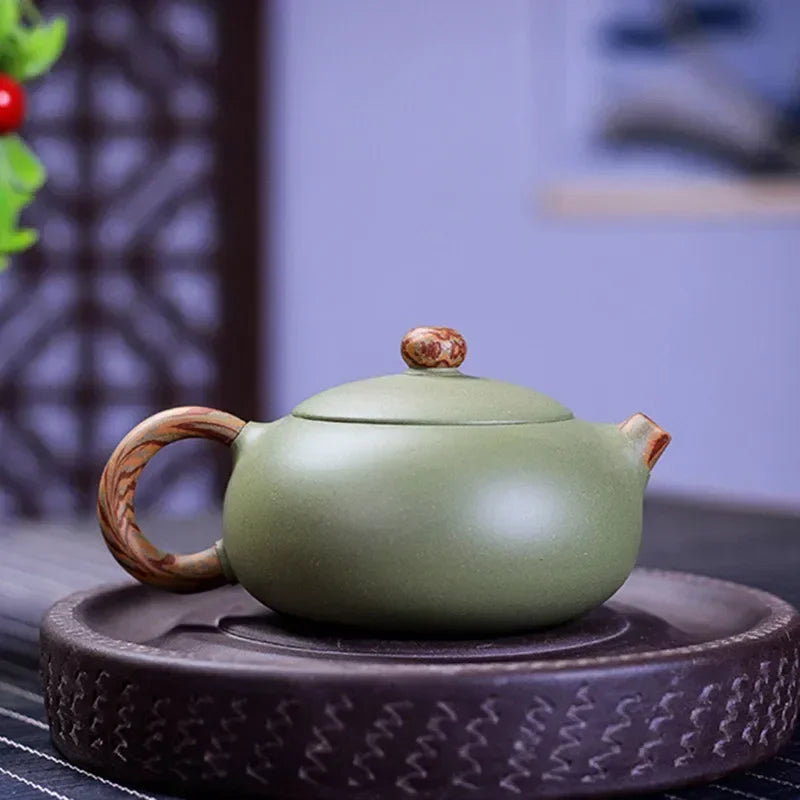 210ml Chinese Yixing Purple Clay Teapots Master Handmade Xishi Tea Pot Raw Ore Bean Green Sand Kettle Zisha Tea Set Gifts