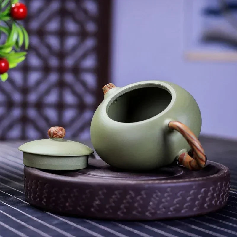 210ml Chinese Yixing Purple Clay Teapots Master Handmade Xishi Tea Pot Raw Ore Bean Green Sand Kettle Zisha Tea Set Gifts