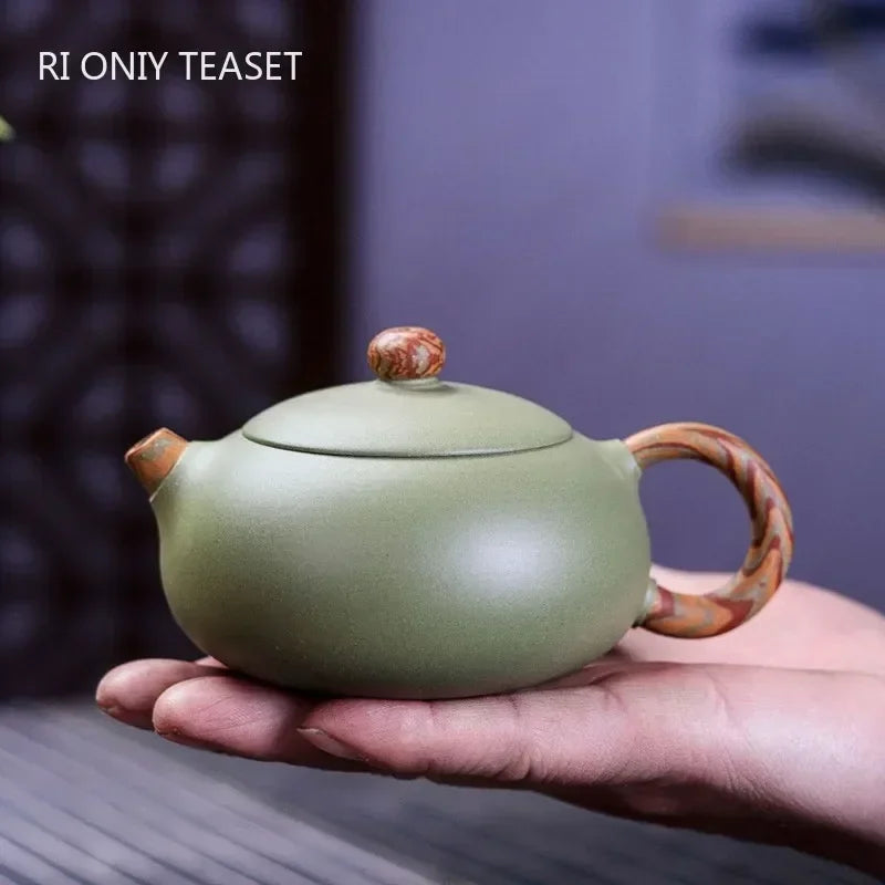 210ml Chinese Yixing Purple Clay Teapots Master Handmade Xishi Tea Pot Raw Ore Bean Green Sand Kettle Zisha Tea Set Gifts