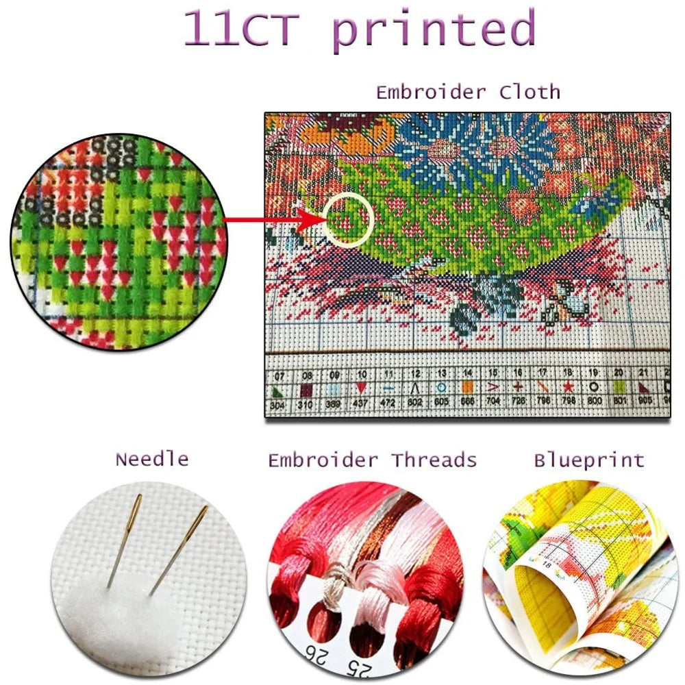 Landscape Patterns Cross Stitch Kit Package Handicraft Needlework Kits Cotton Thread Embroidery Full Printed Chinese Building