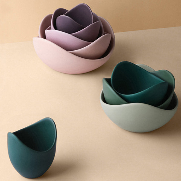 Lotus Bowl Tableware Set - Ceramic - Purple - Green